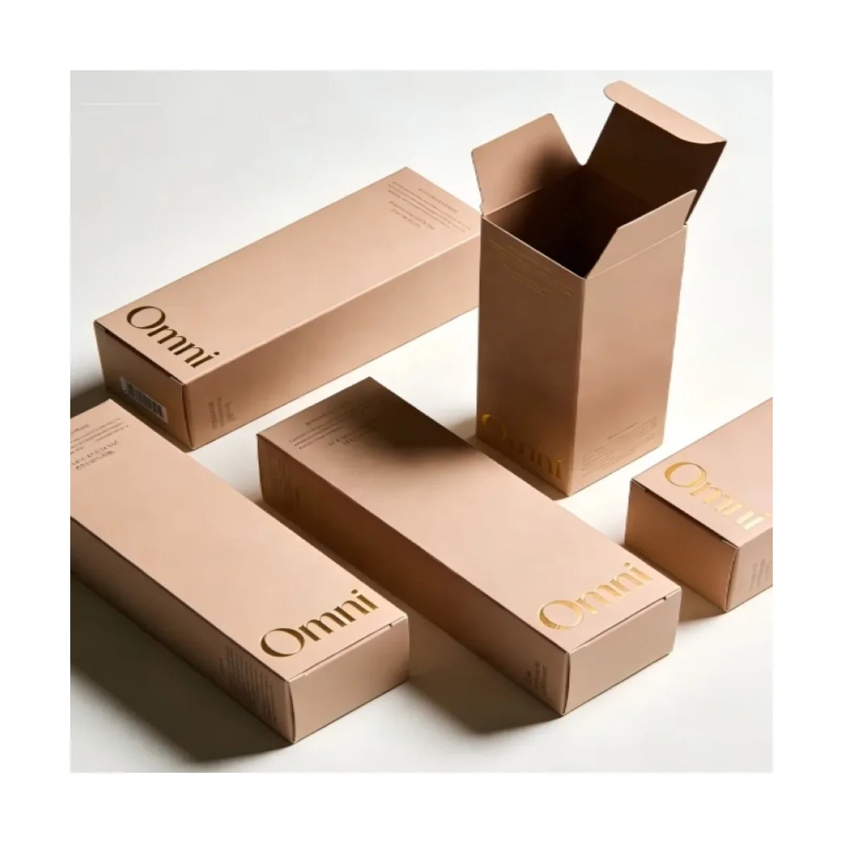 Printed folding cartons shown open and closed