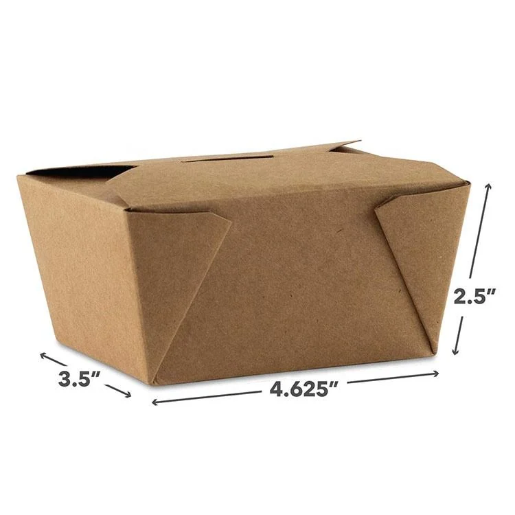Brown kraft paperboard carton showing closing tabs, folded corners and example dimensions